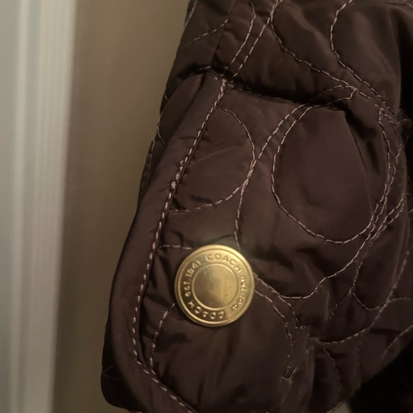 Coach womens Brown Quilted Jacket with light blue silky lining - Picture 4 of 9